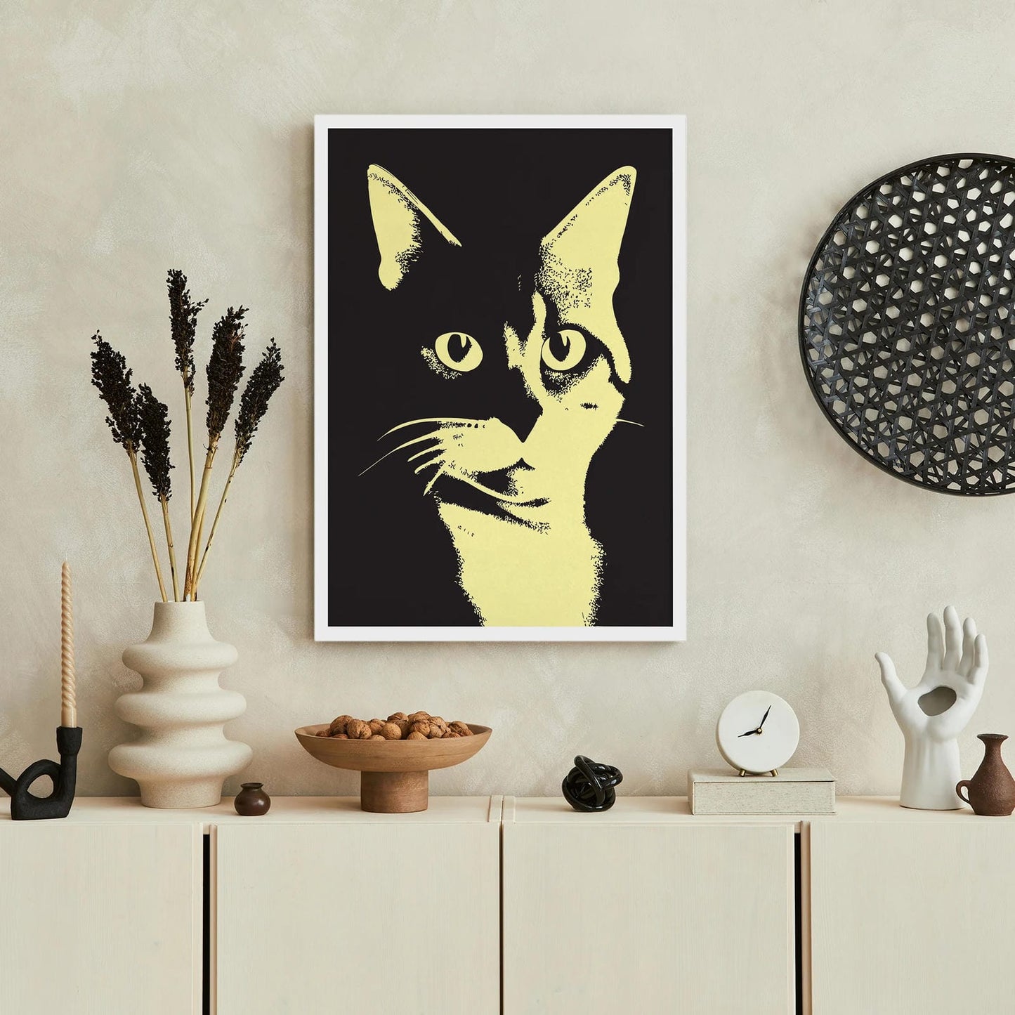 The Shadow - Cat Linocut Poster