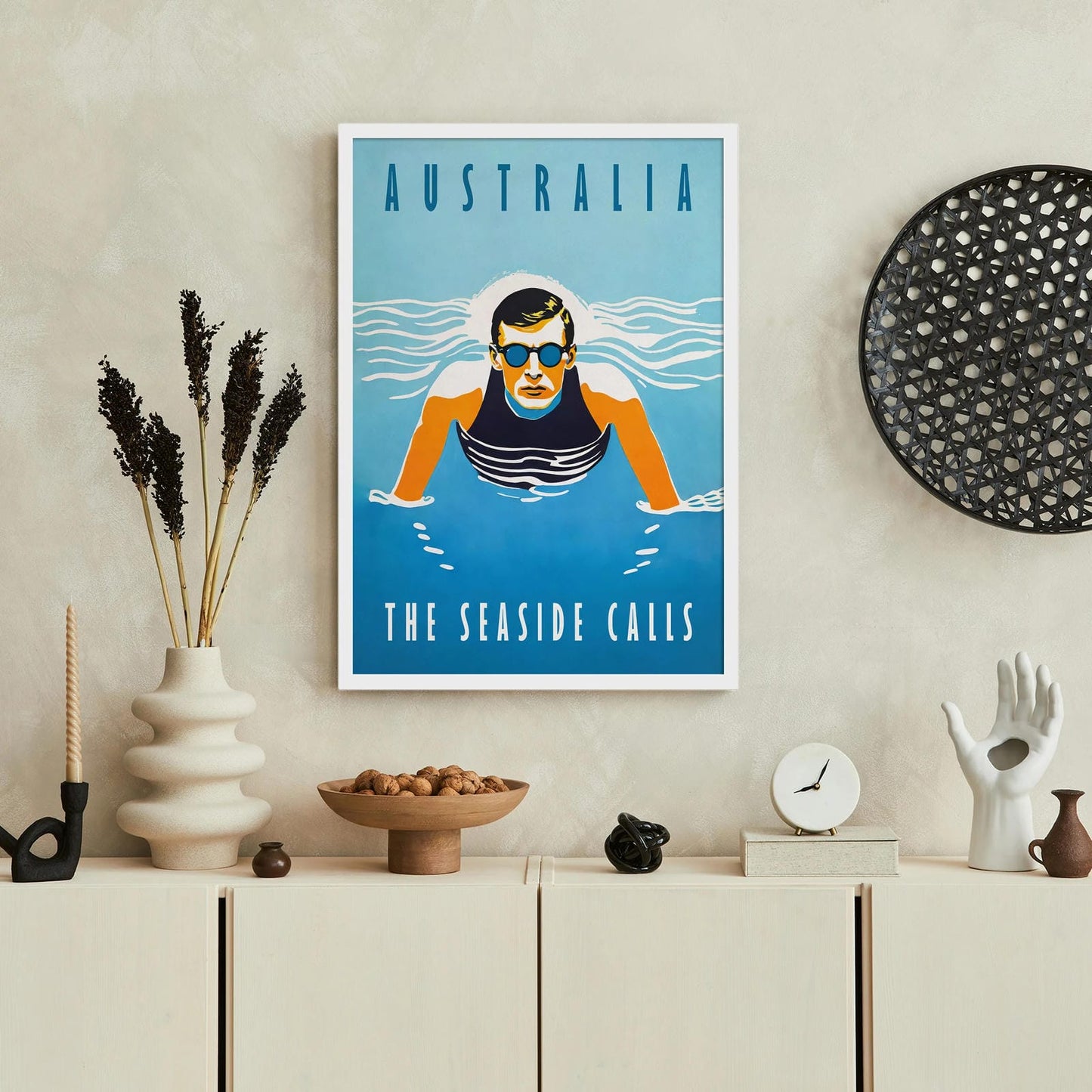Australia Swimming Retro Poster
