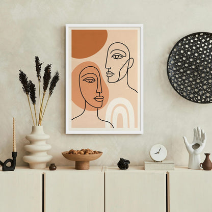 Modern Minimalist Abstract Line Art Faces Print
