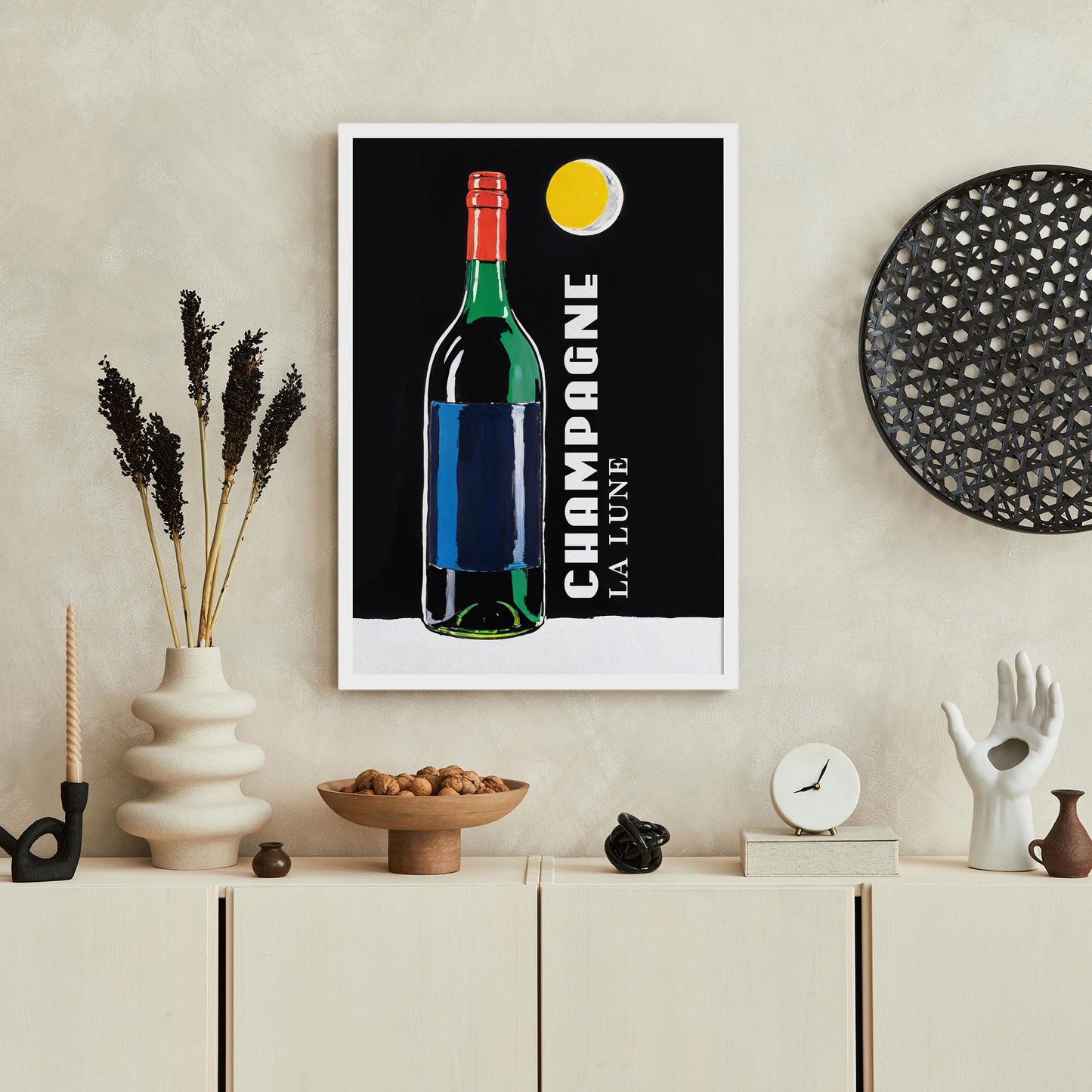 Champagne La Lune Bottle Wall Art Print