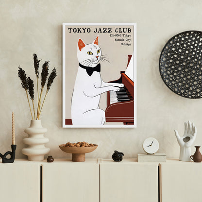 Tokyo Jazz Club Cat Piano Poster