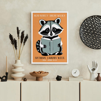 National Library Week Raccoon Print