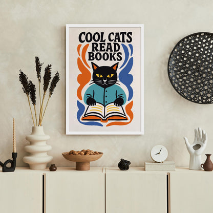 Cool Cats Read Books Poster
