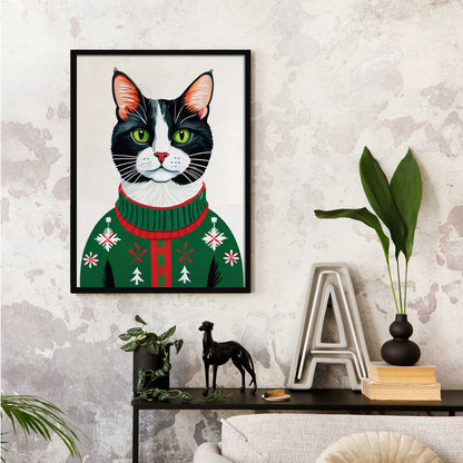Christmas Cat Sweater Poster