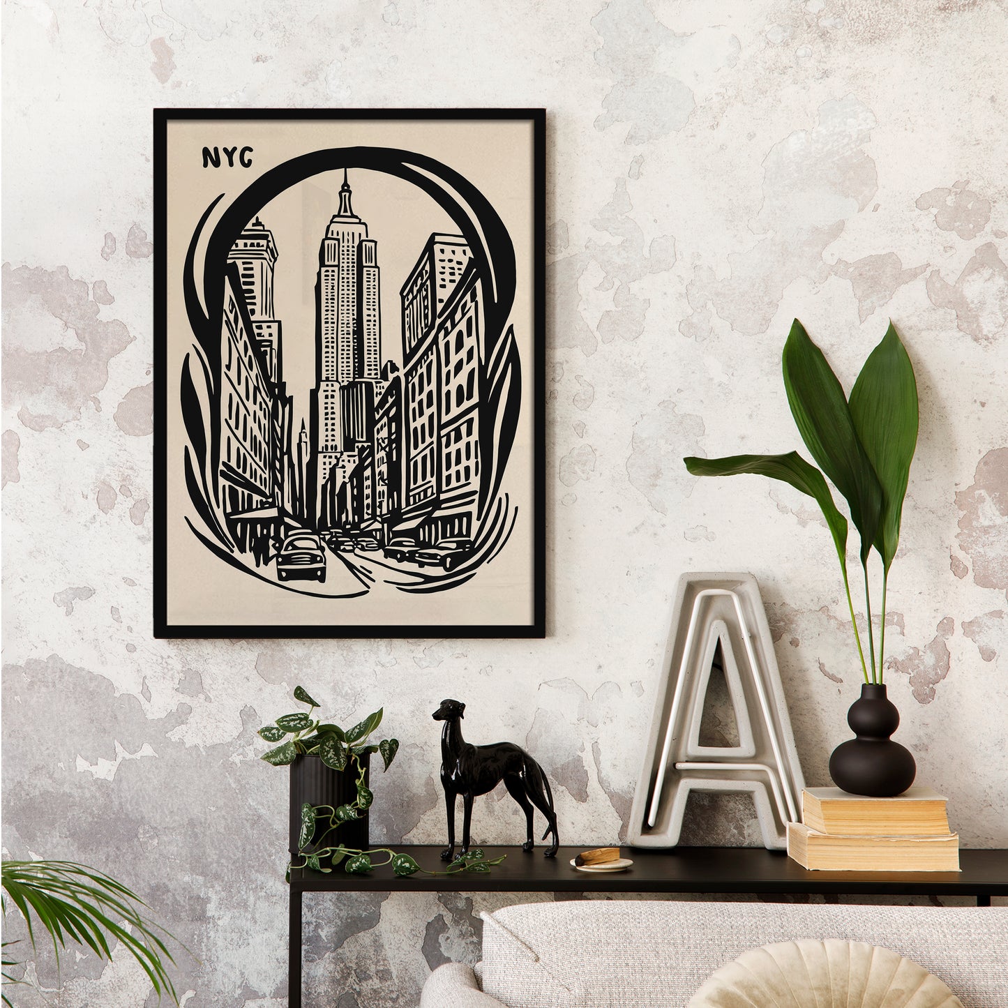 New York City Black Ink Poster