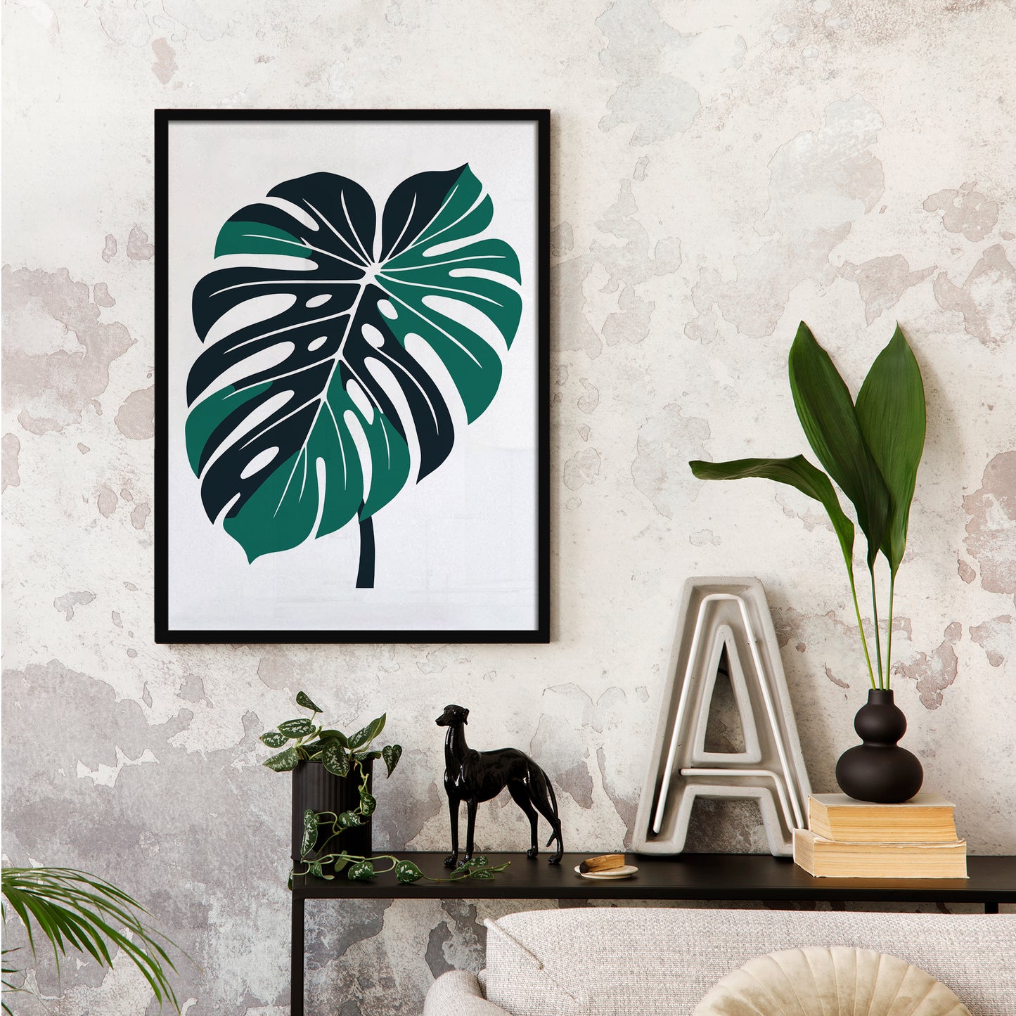 Big Monstera Leaf Nature Print