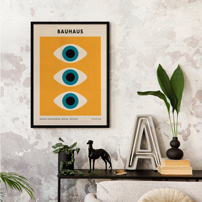 Bauhaus Eyes - Yellow Retro Poster