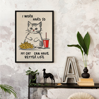 Cat and Fast Food Poster