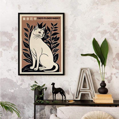 Tokyo Flower Market Cat Poster Living Room
