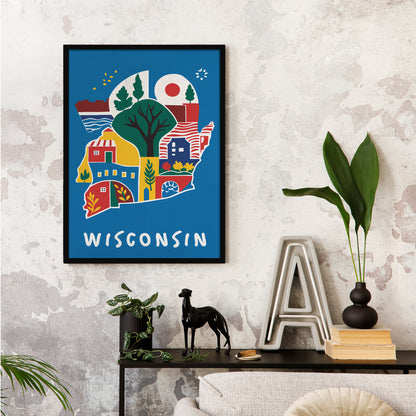 Wisconsin Blue Travel Poster