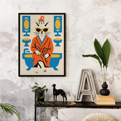 Cool Cat Bath Poster