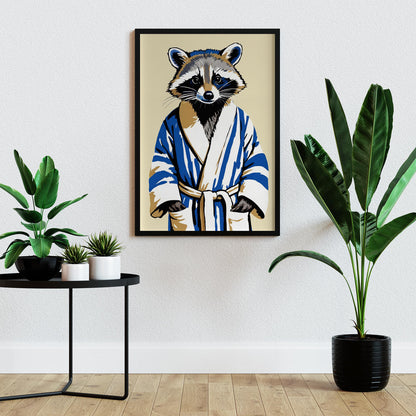 Raccoon Japanese Robe Wall Print