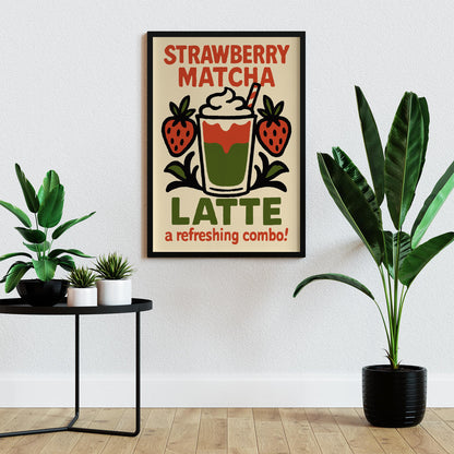 Strawberry Matcha Latte Wall Print