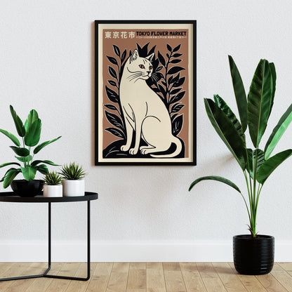 Tokyo Flower Market Cat Poster Living Room