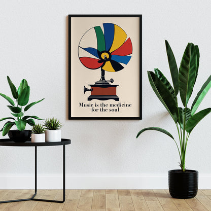 Vintage Gramophone Music Poster