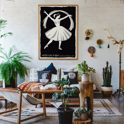 Opera De Paris - Black and White Ballerina Poster