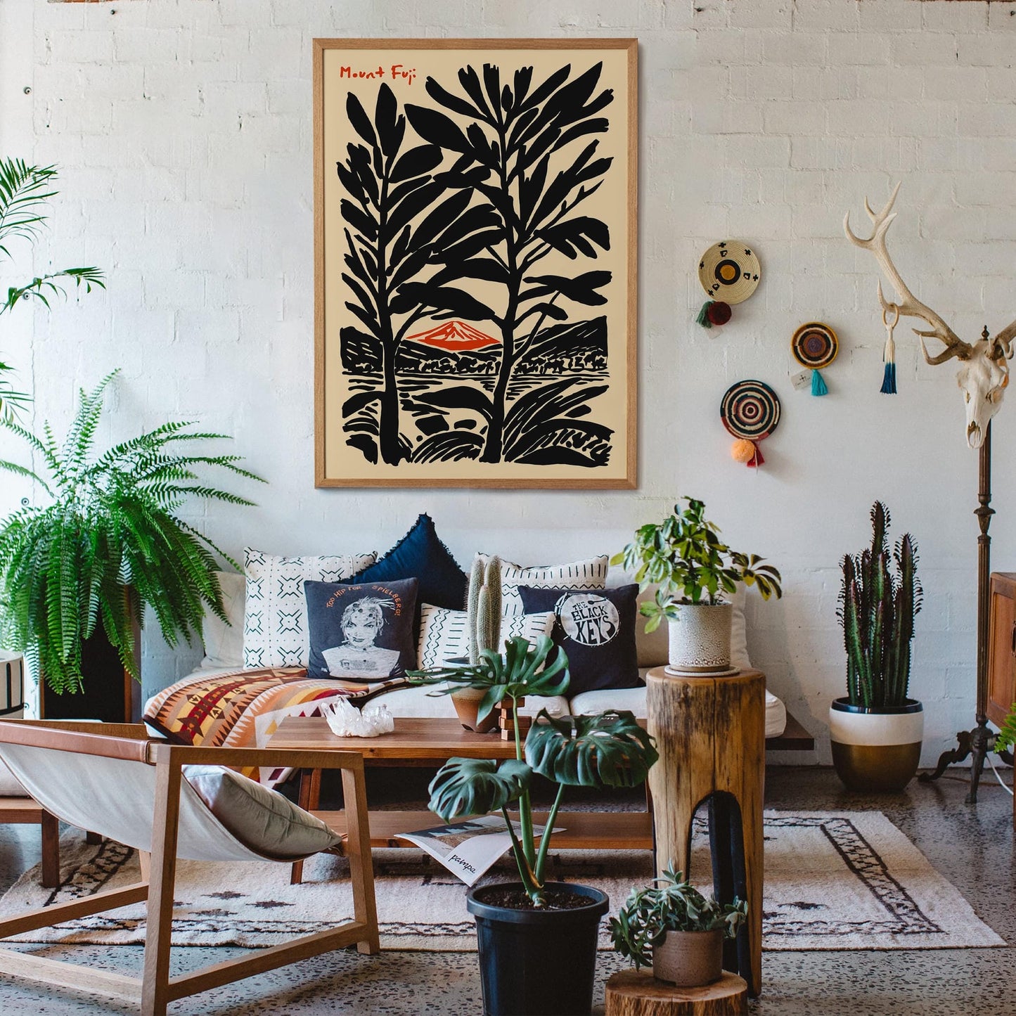 Mount Fuji Travel Black Ink Style Poster