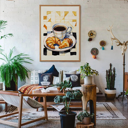 Coffee and Croissants Kitchen Poster