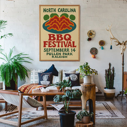 North Carolina BBQ Festival Poster - Food Art Print