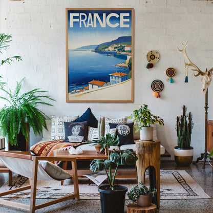 France Riviera Coastline Art Print