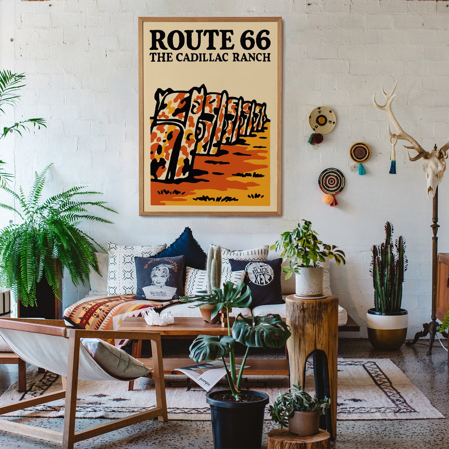 Route 66 Cadillac Ranch Poster - Retro Travel Art