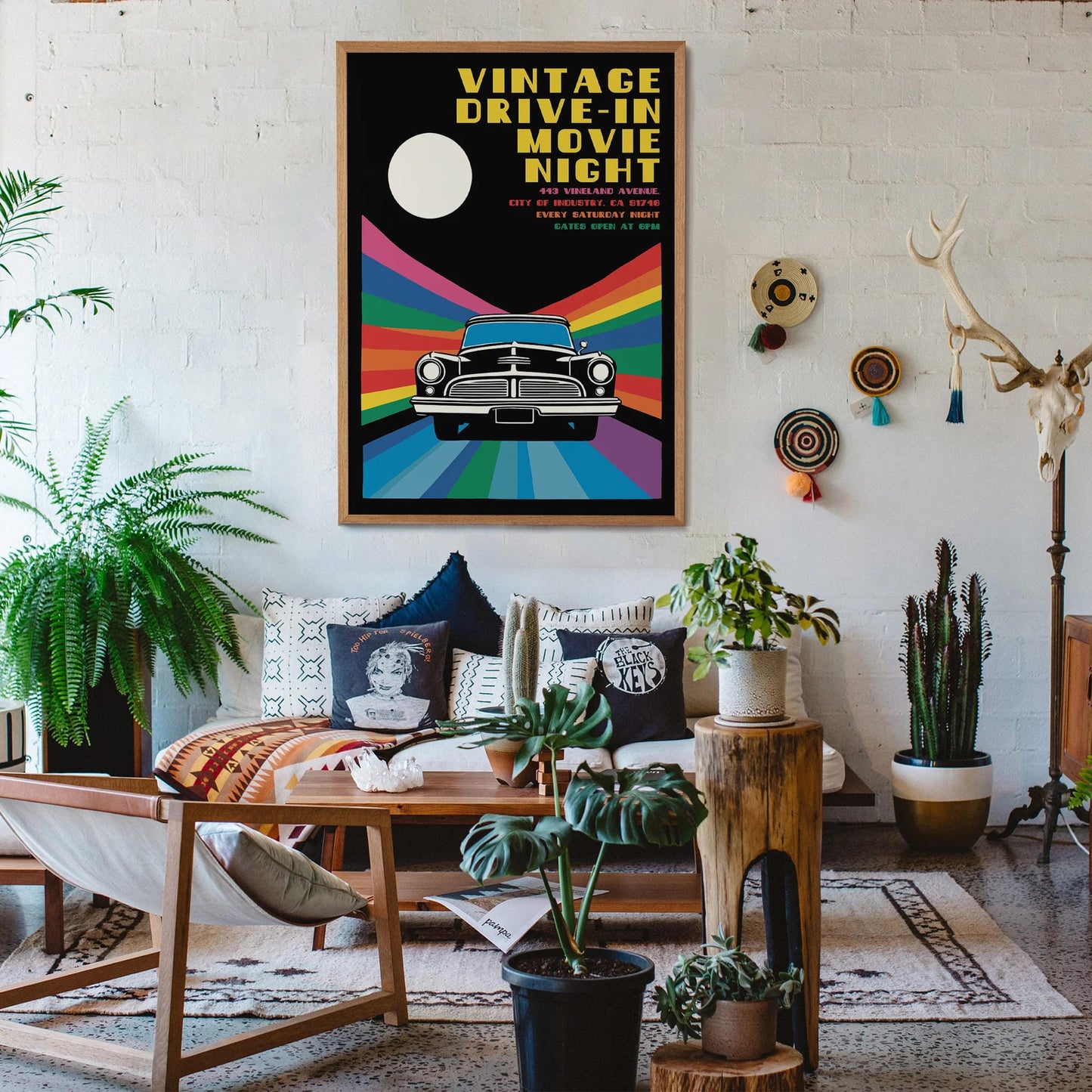 Retro Drive-In Movie Car Poster