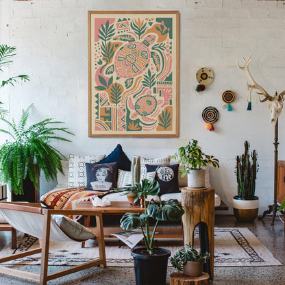 Boho Turtle Animal Art Poster