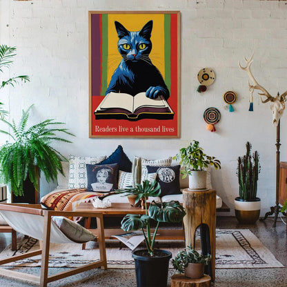 Cat & Book Motivational Art Print