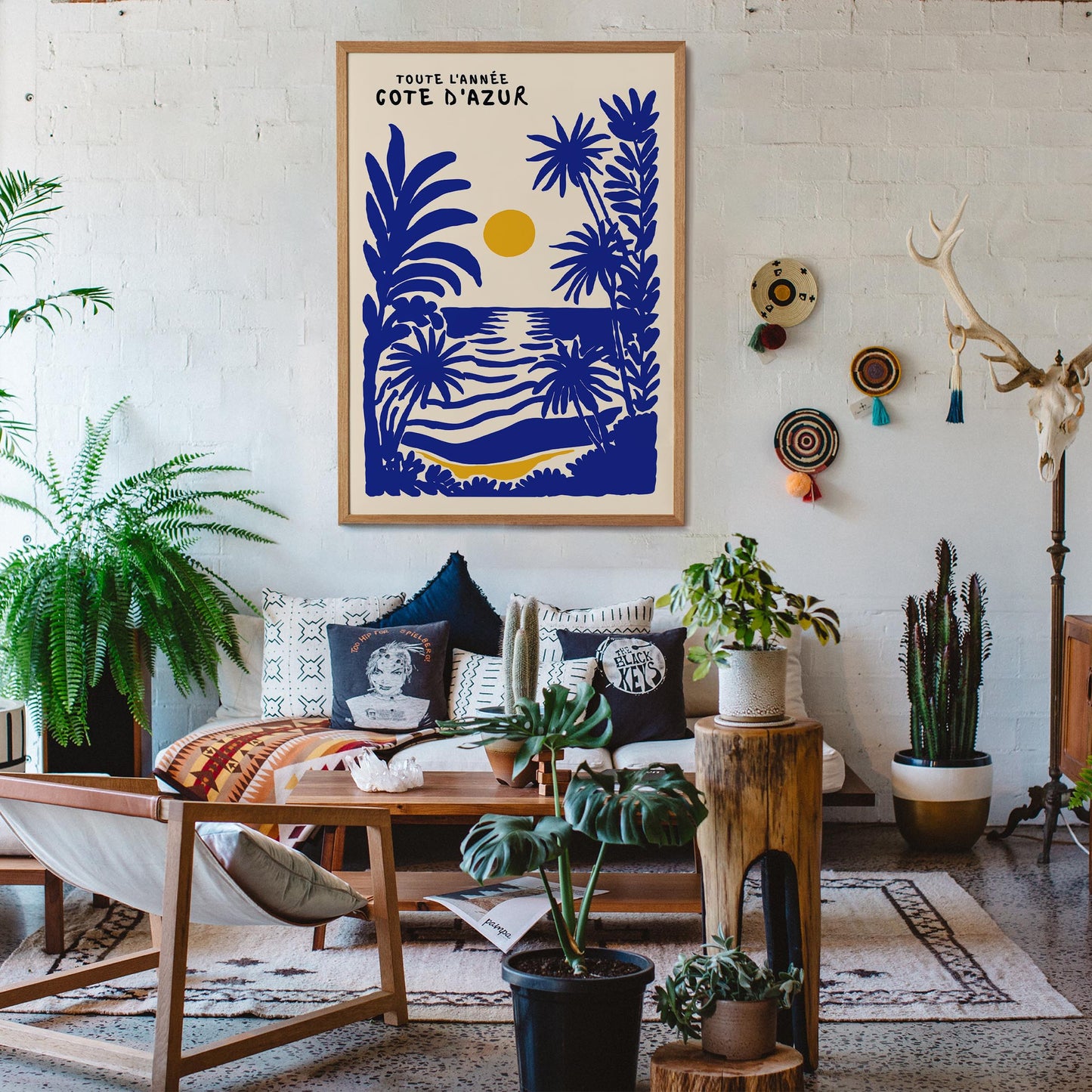 Côte d’Azur Blue Travel Poster – French Riviera Wall Art