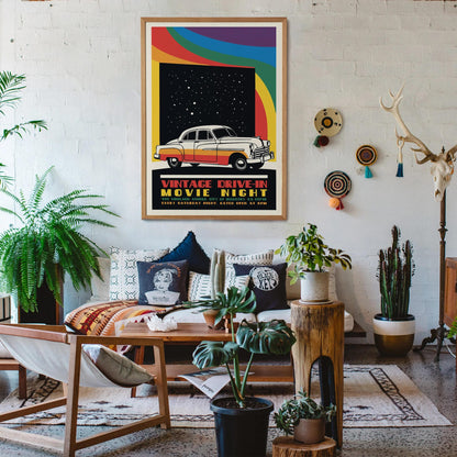 Vintage Drive-In Movie Night Poster