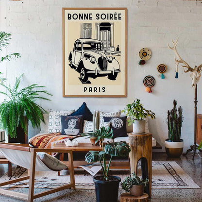 Retro Parisian Car Poster