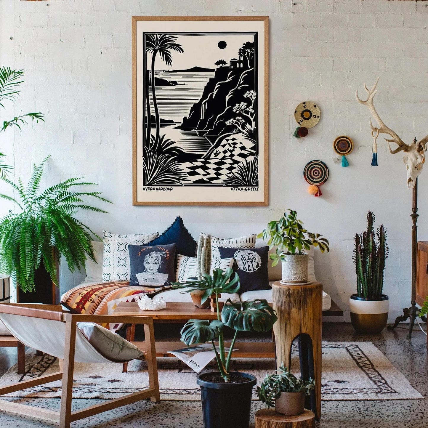 Greece Hydra Harbour Art Print