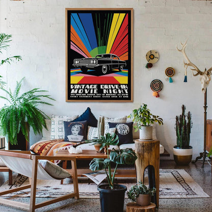 Vintage Drive-In Rainbow Poster