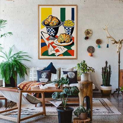 Mid-Century Croissants Kitchen Art Print