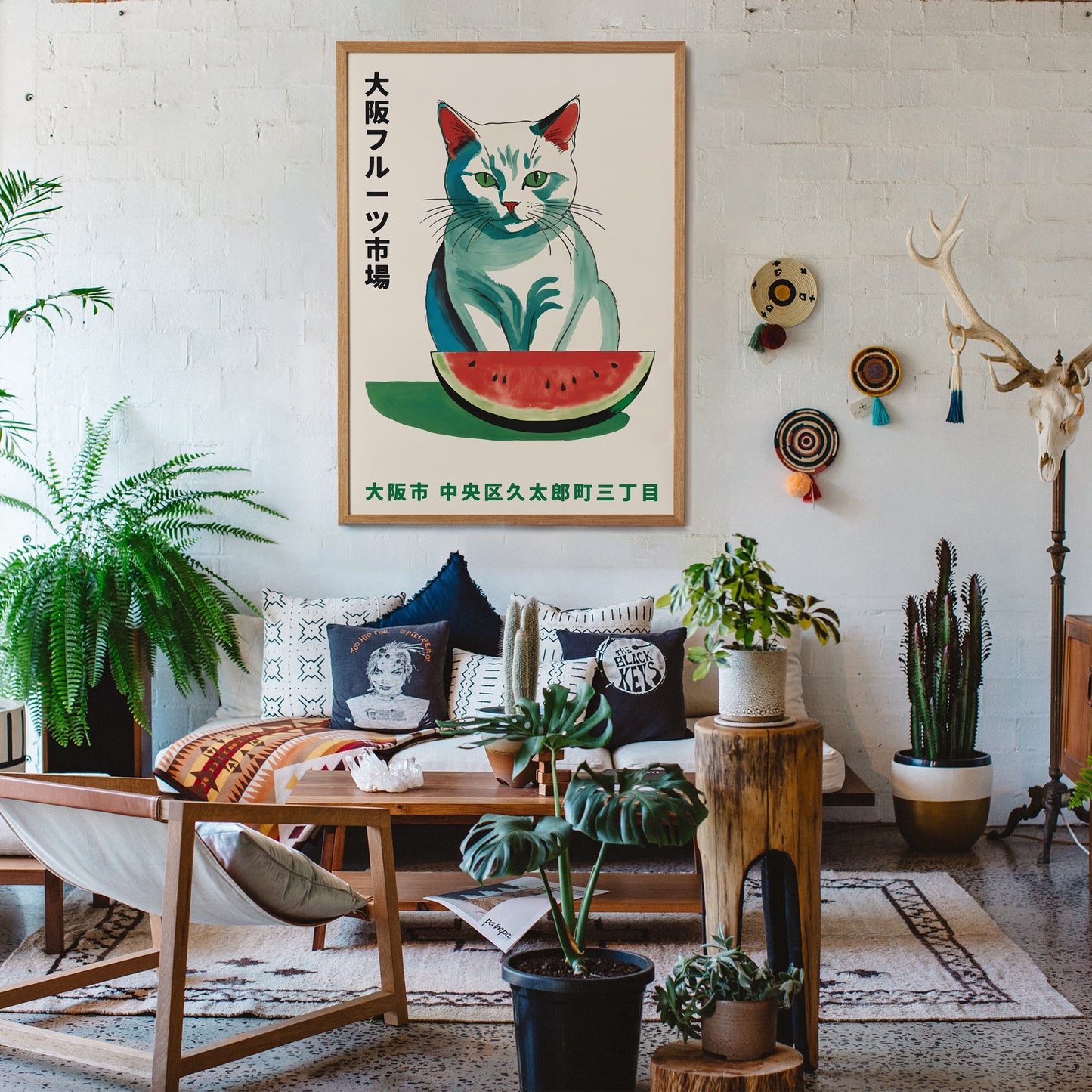 Japanese Watercolor Cat Art Print