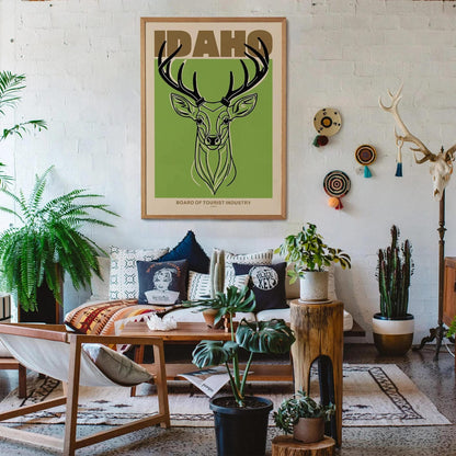 Idaho Vintage Deer Travel Poster