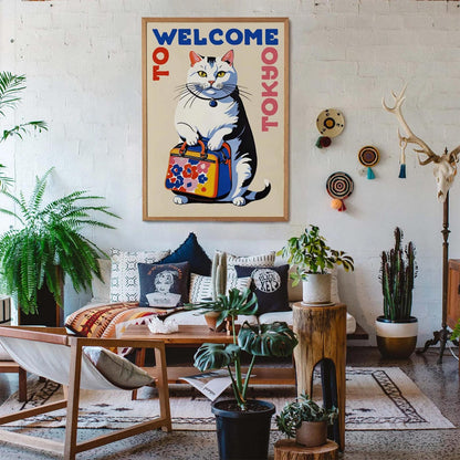 Tokyo Cat Welcome Poster Print