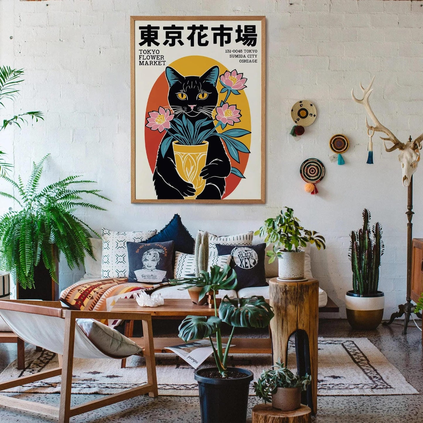 Tokyo Flower Market Cat Poster