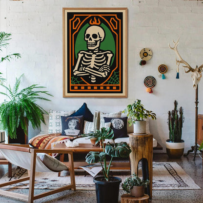 Rockabilly Halloween Skeleton Poster