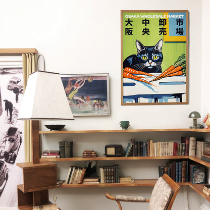 Osaka Wholesale Market Japanese Cat Poster