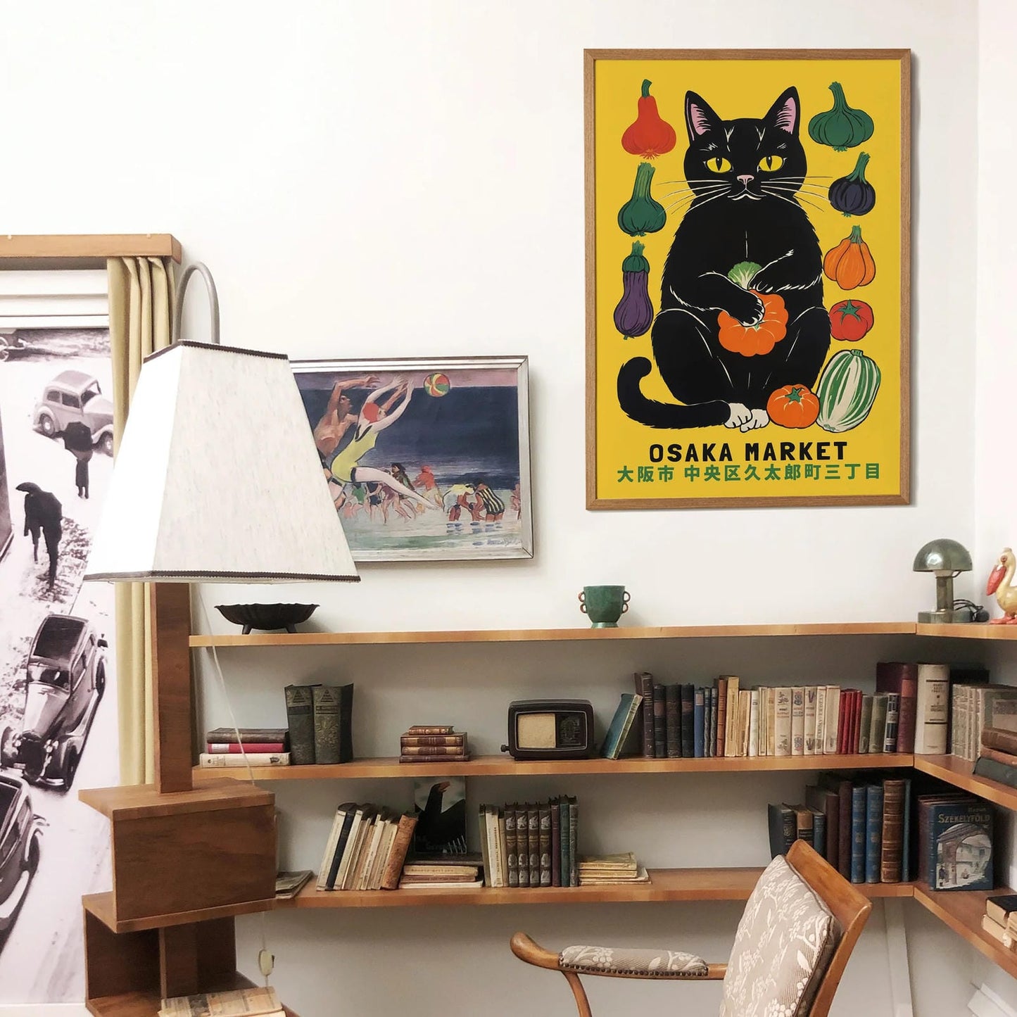 Osaka Market Retro Cat Poster