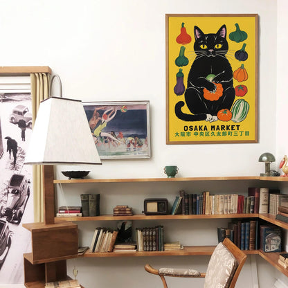 Osaka Market Retro Cat Poster