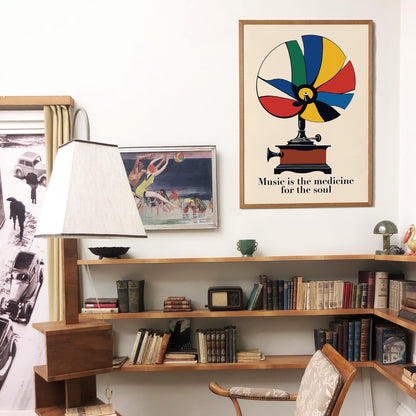 Vintage Gramophone Music Poster