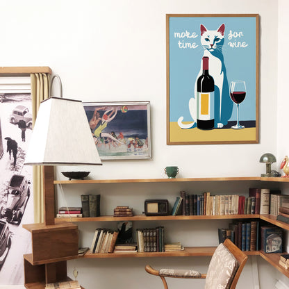 Make Time For Wine - Cat Poster