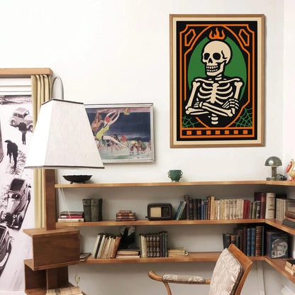 Rockabilly Halloween Skeleton Poster