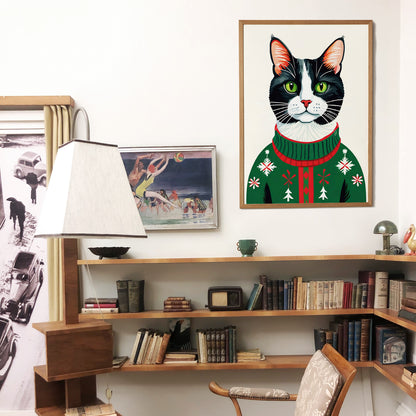 Christmas Cat Sweater Poster