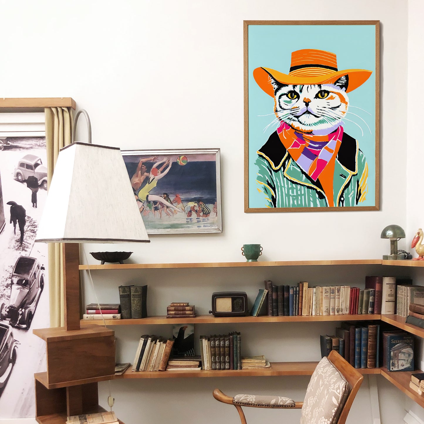 Cowboy Cat Portrait Art Print