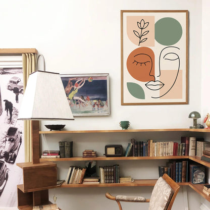 Boho Line Art – Woman & Geometric Forms