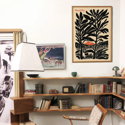 Mount Fuji Travel Black Ink Style Poster