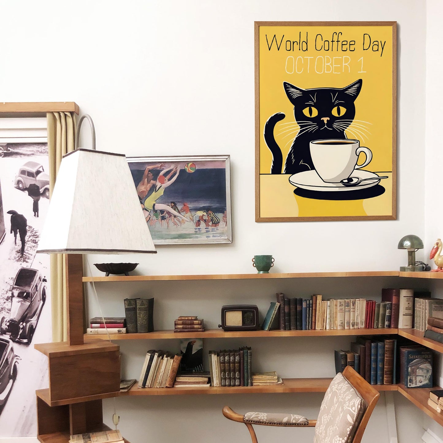 World Coffee Day Cat Poster Print